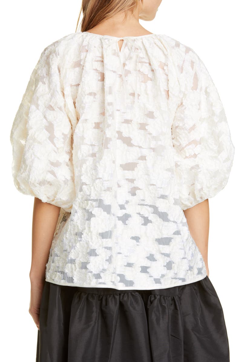 Cecilie Bahnsen Astrid Puff Sleeve Floral Fil Coupé Organza Blouse, Alternate, color, 