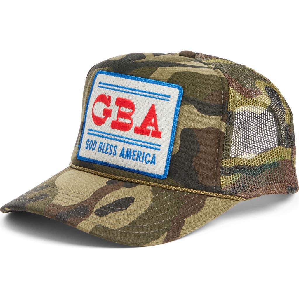 Friday Feelin ' God Bless America Camo Trucker Hat In Multi