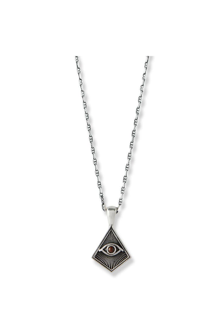 Evil Eye and Brown Tiger Eye Silver Necklace, Main, color, Brown Tiger Eye
