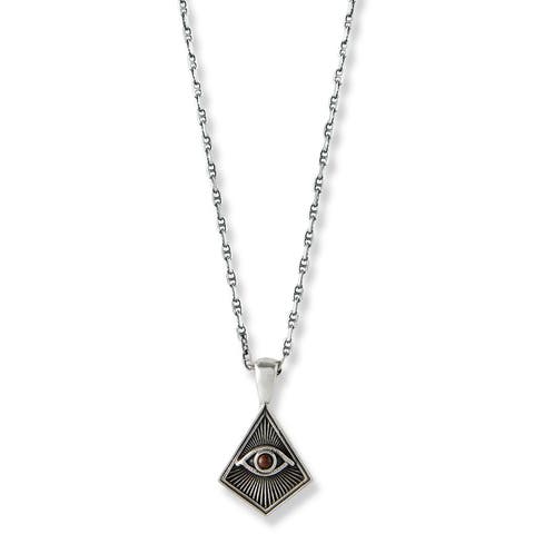 Evil Eye and Brown Tiger Eye Silver Necklace