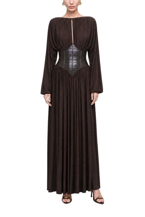 Leather Corset Maxi Dress