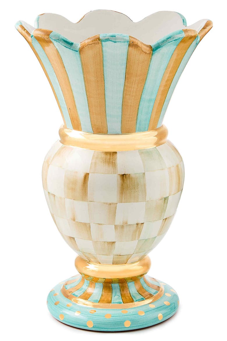 Parchment Check Great Ceramic Vase, Main, color, MULTI