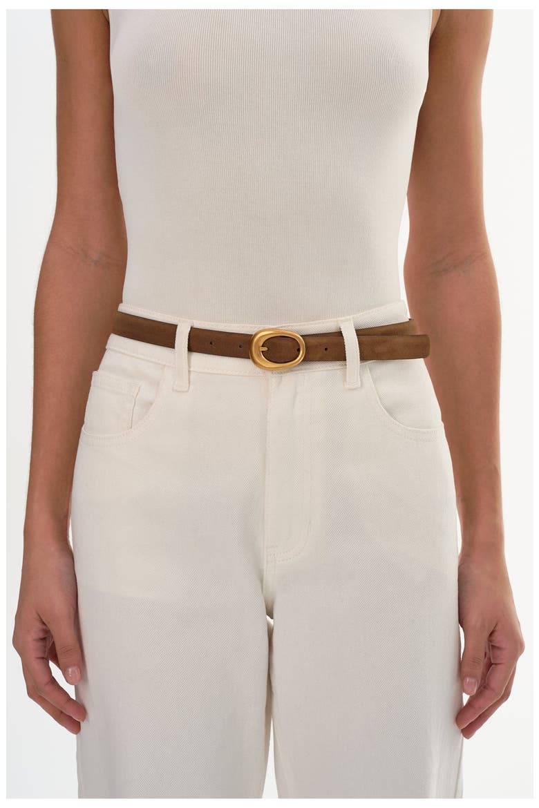 Antibes | Suede Leather Belt, Main, color, Mid Brown