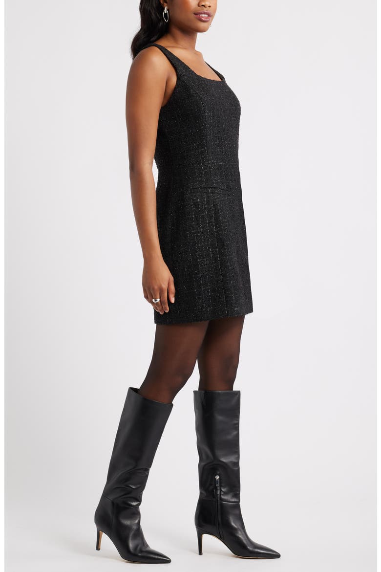 Tweed Sleeveless Minidress, Alternate, color, BLACK