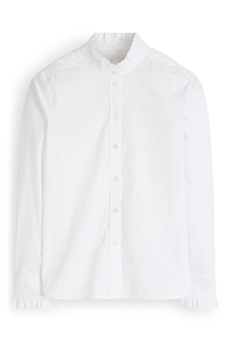 Sienna Frill Cotton Button-Up Shirt, Main, color, IVORY