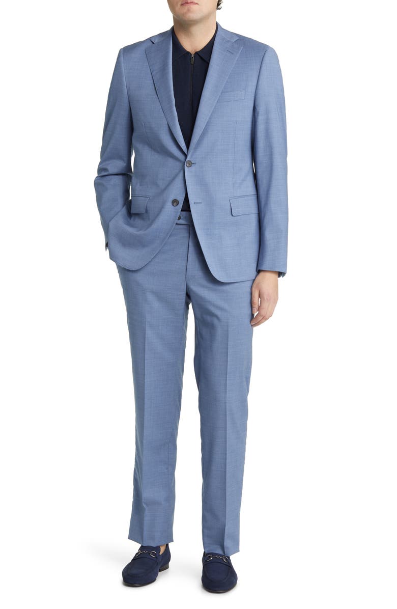 Hickey Freeman Solid Wool Suit, Main, color,