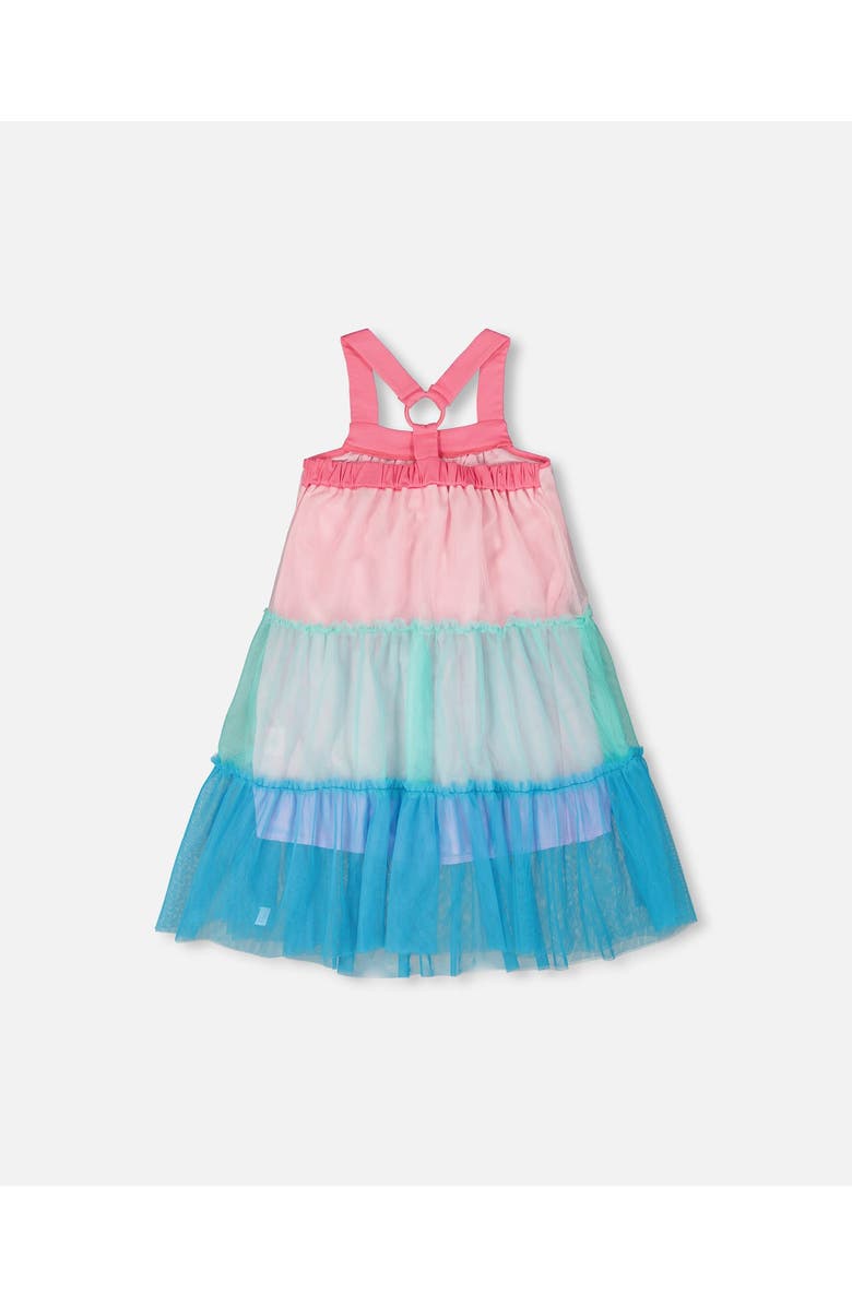 Deux par Deux Sleeveless A-line Mesh Dress, Alternate, color, Pink And Blue
