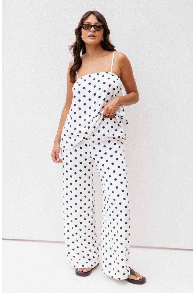 Kristy Polka Dot Tank & Wide Leg Pants Set, Alternate, color, WHITE/ BLACK POLKA DOT