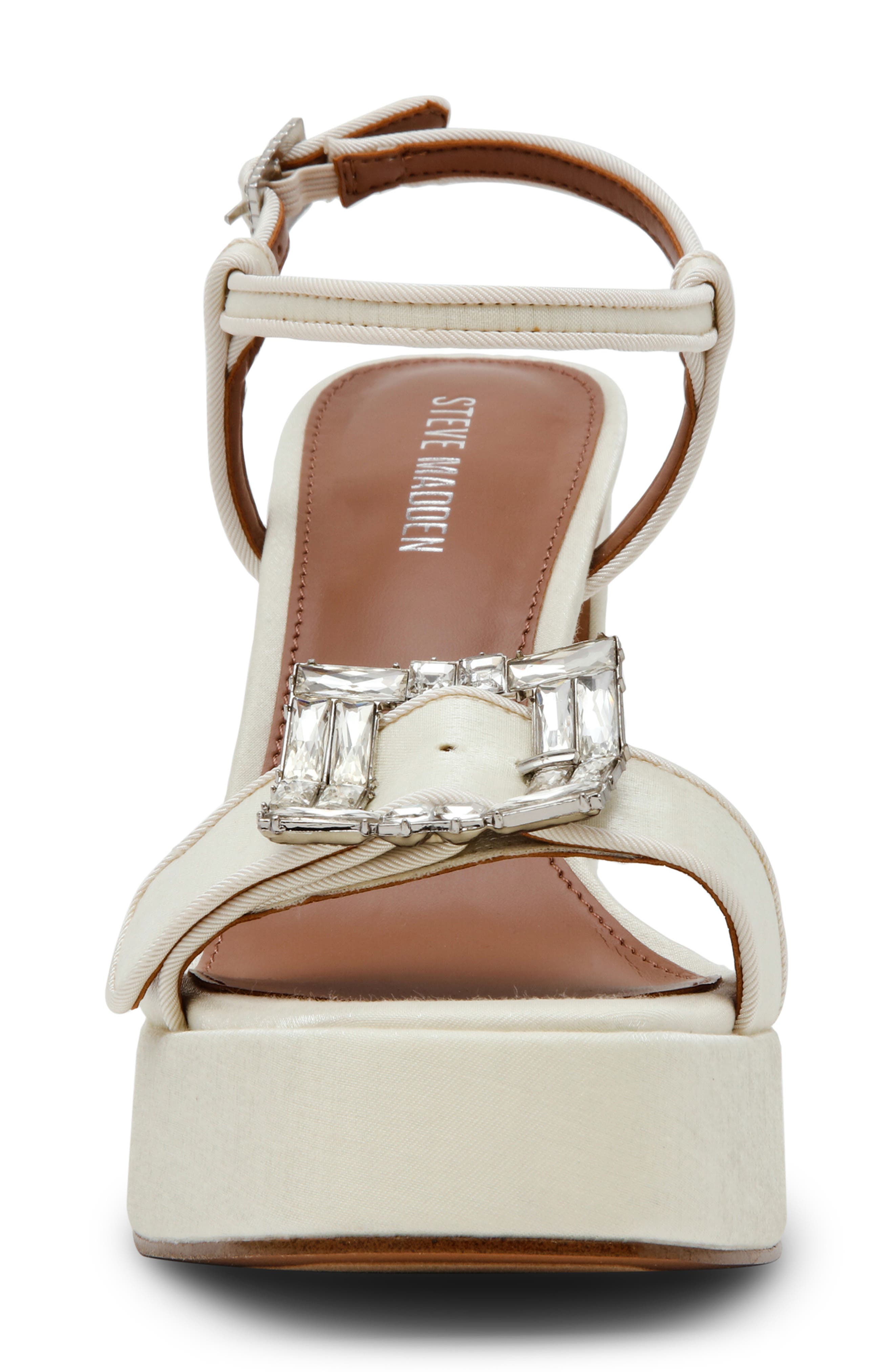 Steve Madden Liandra Ankle Strap Platform Sandal, Alternate, color, Ivory Satin