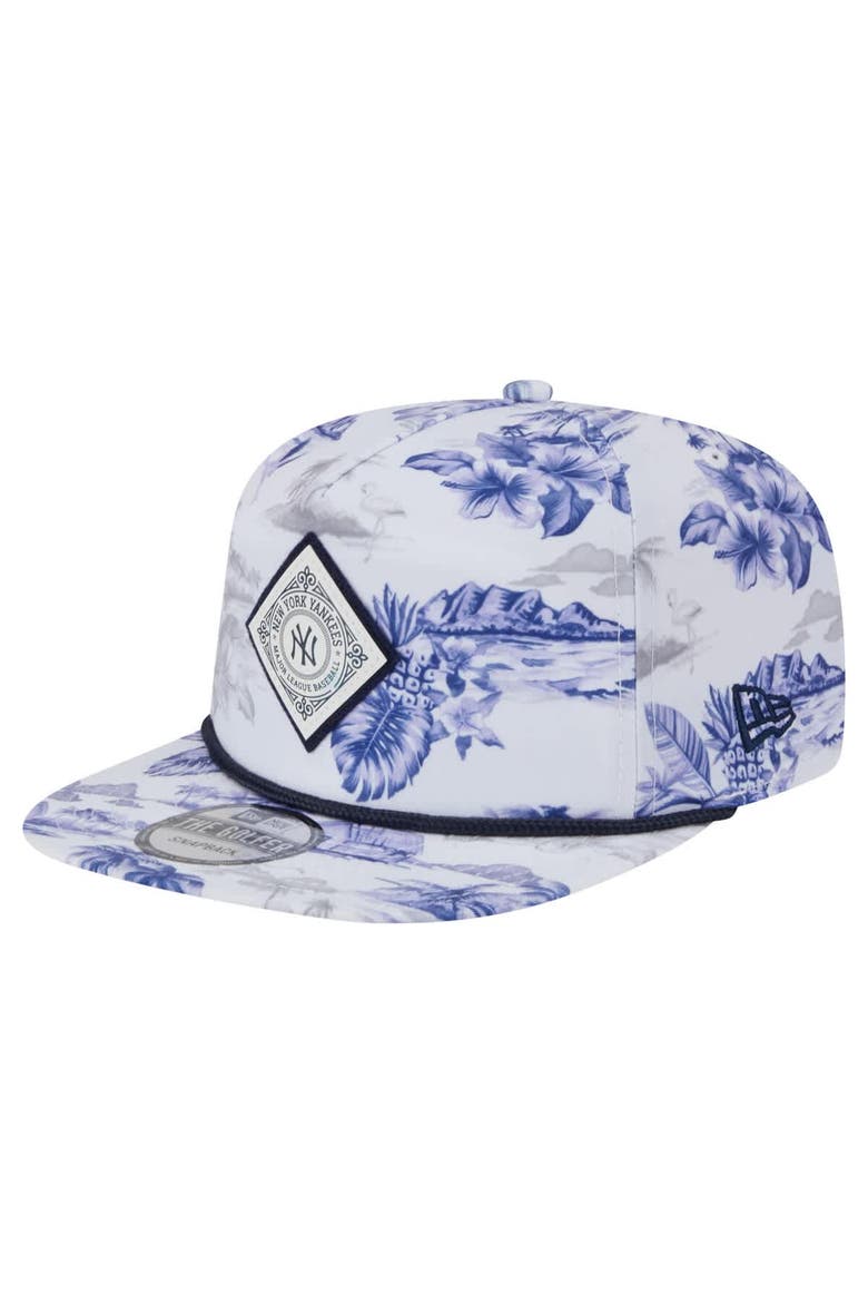 Men's New Era White New York Yankees Printed Island Golfer Snapback Hat, Main, color, White