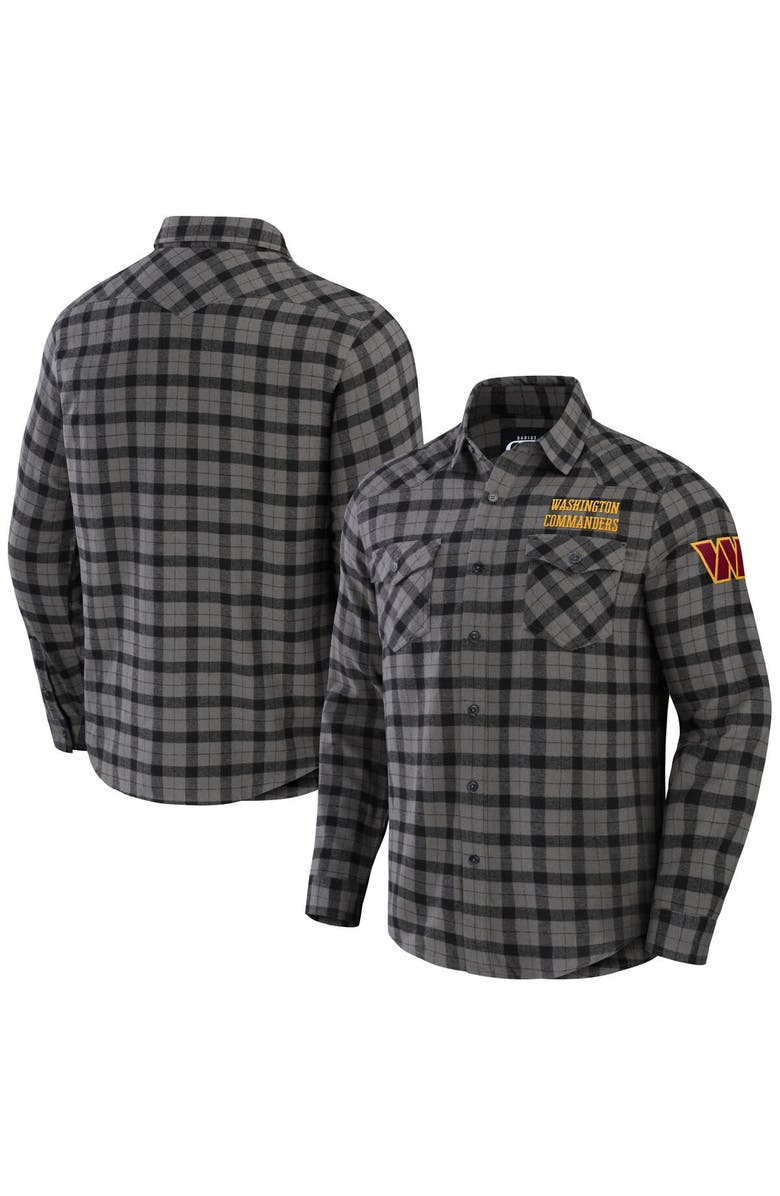 NFL X DARIUS RUCKER Men's NFL x Darius Rucker Collection by Fanatics Gray Washington Commanders Flannel Long Sleeve Button-Up Shirt, Main, color, 