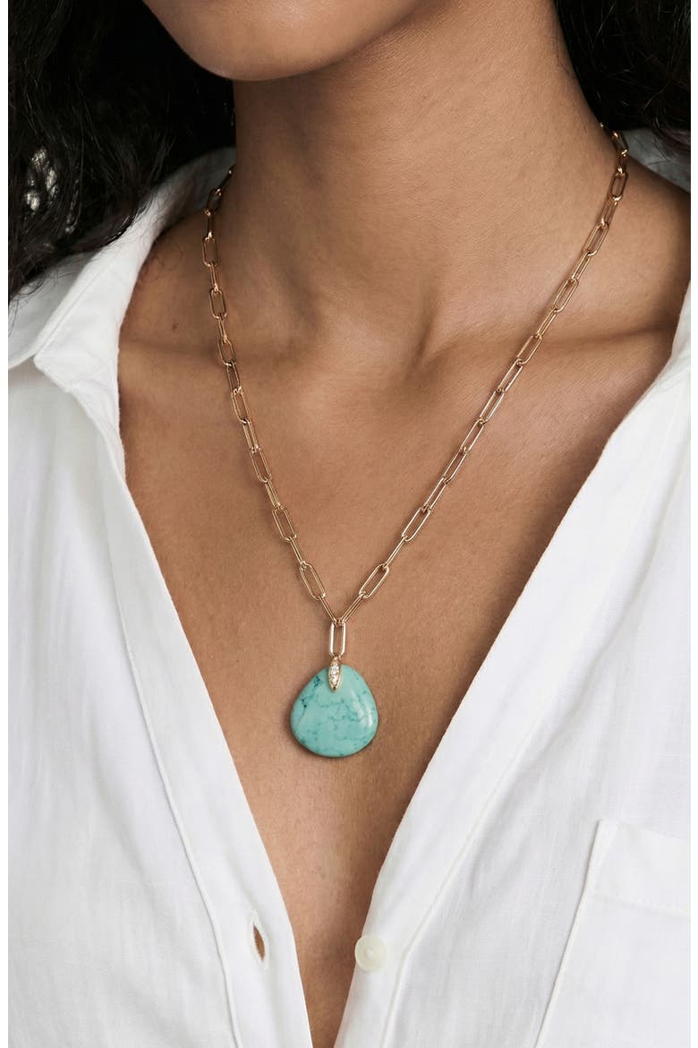 Long Stone Pendant Necklace, Alternate, color, TURQUOISE