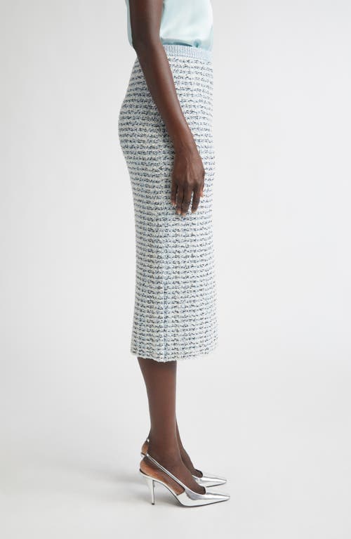 St John St. John Sequin Metallic Eyelash Knit Skirt In Blue