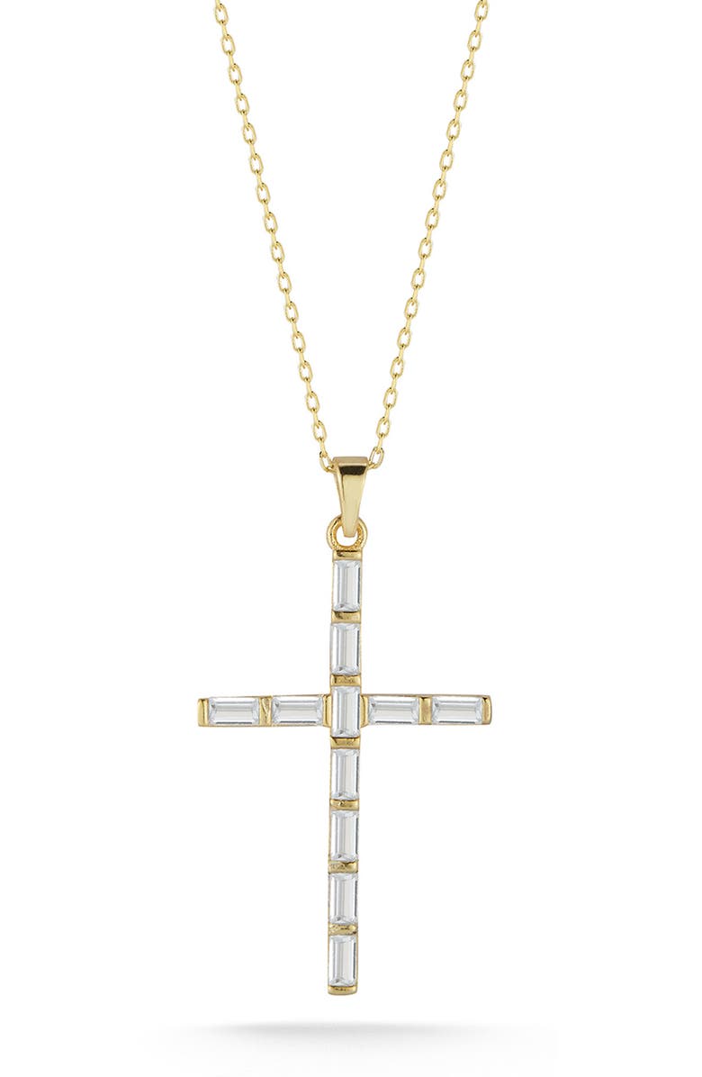 GLAZE JEWELRY 14K Gold Plated Silver Cross Pendant Necklace, Main, color, Gold
