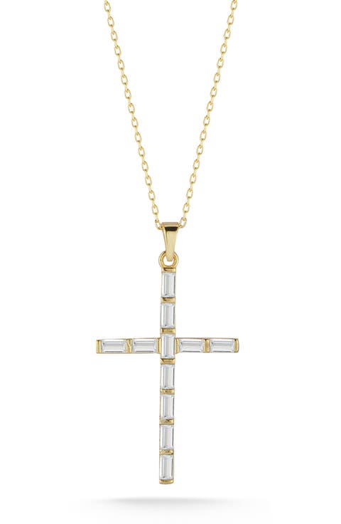 14K Gold Plated Silver Cross Pendant Necklace