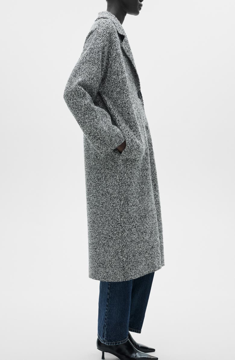 MANGO Marled Knit Longline Coat, Alternate, color, Black