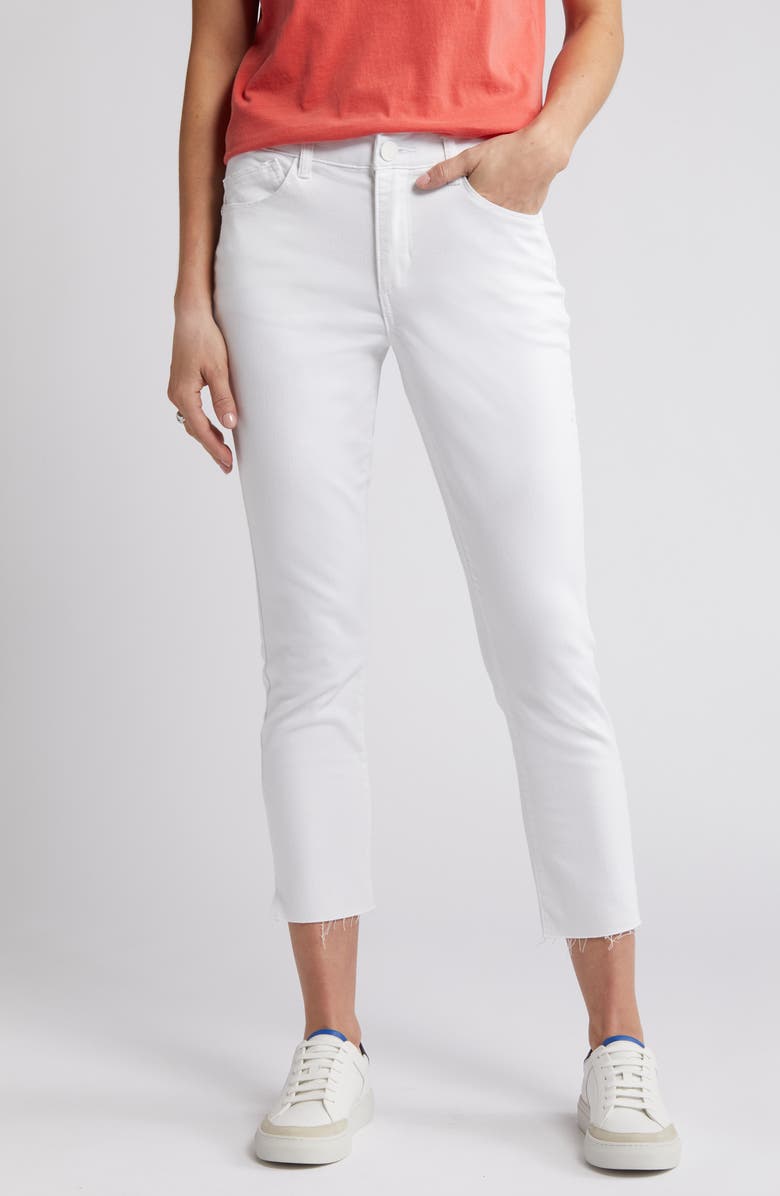 Wit & Wisdom 'Ab'Solution Raw Hem High Waist Crop Slim Jeans, Alternate, color, Optic White