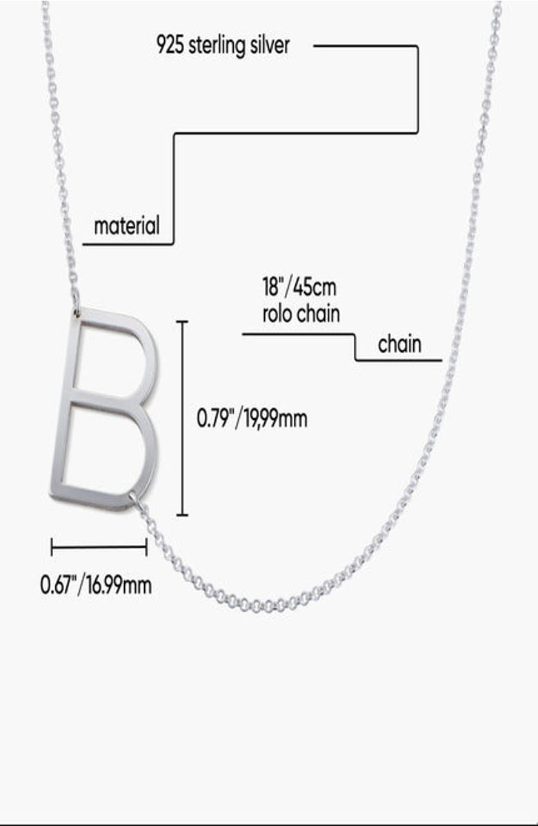 Oak & Luna Sideways Initial Necklace in Sterling Silver, Alternate, color, Letter H