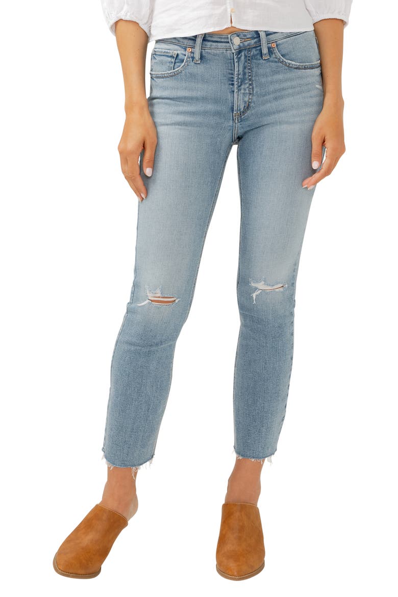Most Wanted Ripped Mid Rise Ankle Straight Leg Jeans, Main, color, INDIGO