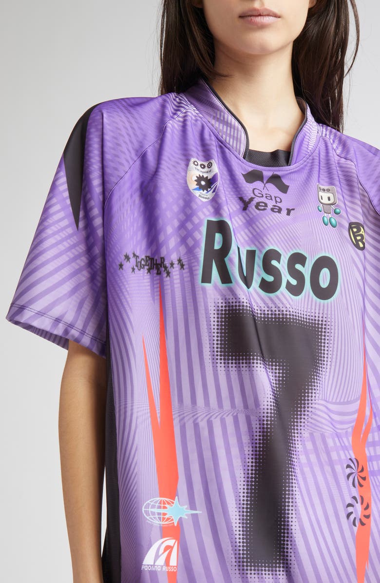 Paolina Russo Oversize Short Sleeve Stretch Jersey Top, Alternate, color, Purple