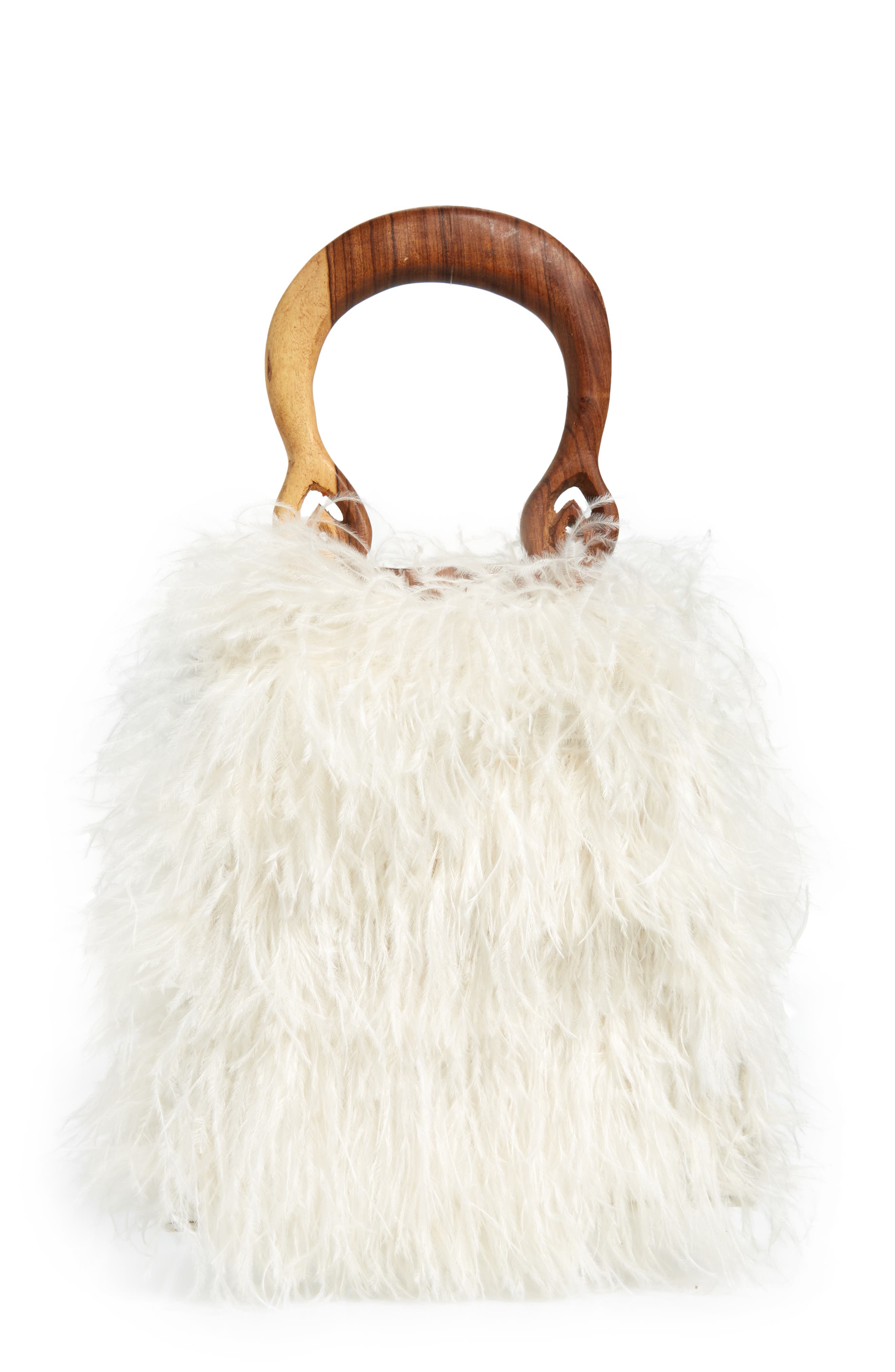 Nile Feather Handbag, Main, color, IVORY FEATHER
