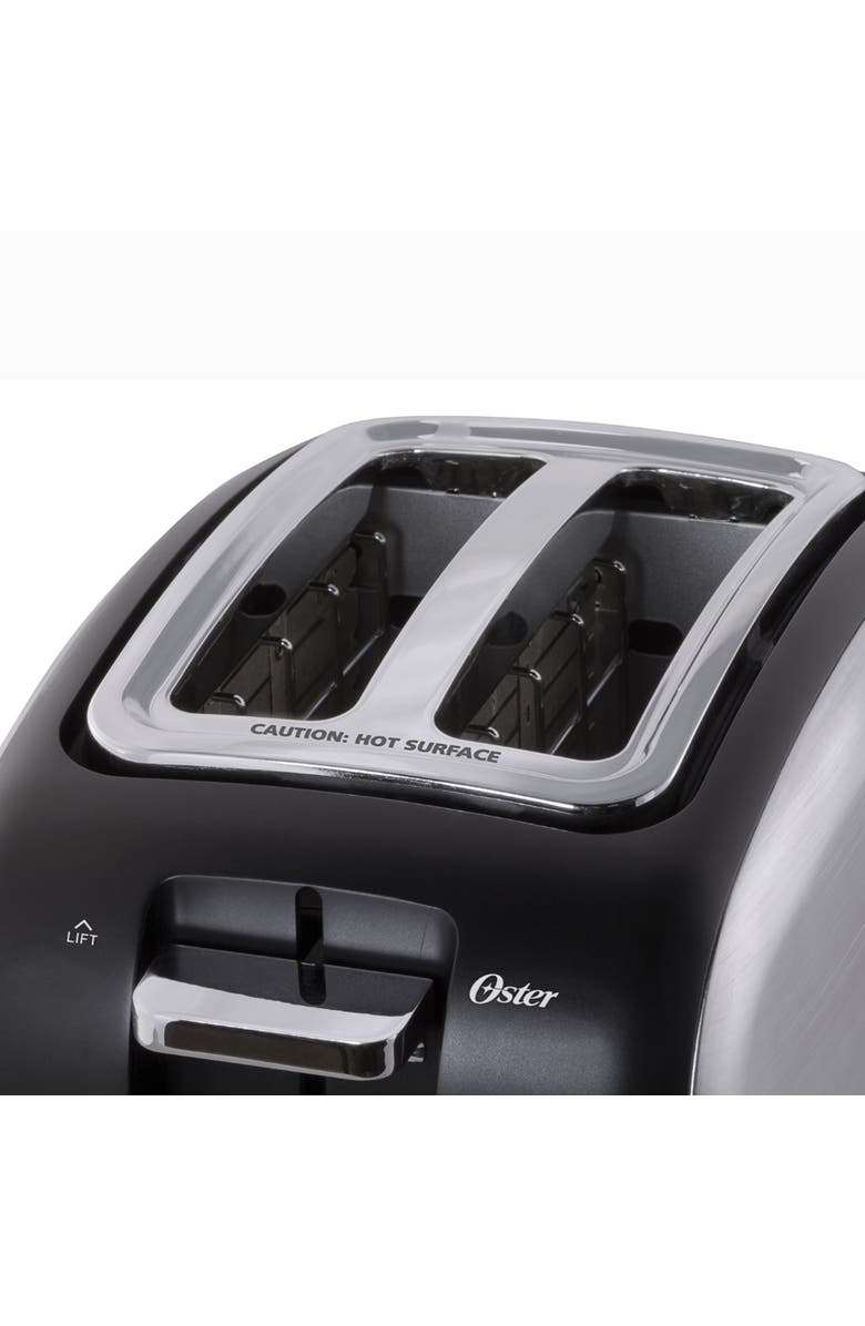 OSTER 2 Slice Toaster with Extra-Wide Slots in Brushed Stainless Steel, Alternate, color, Black