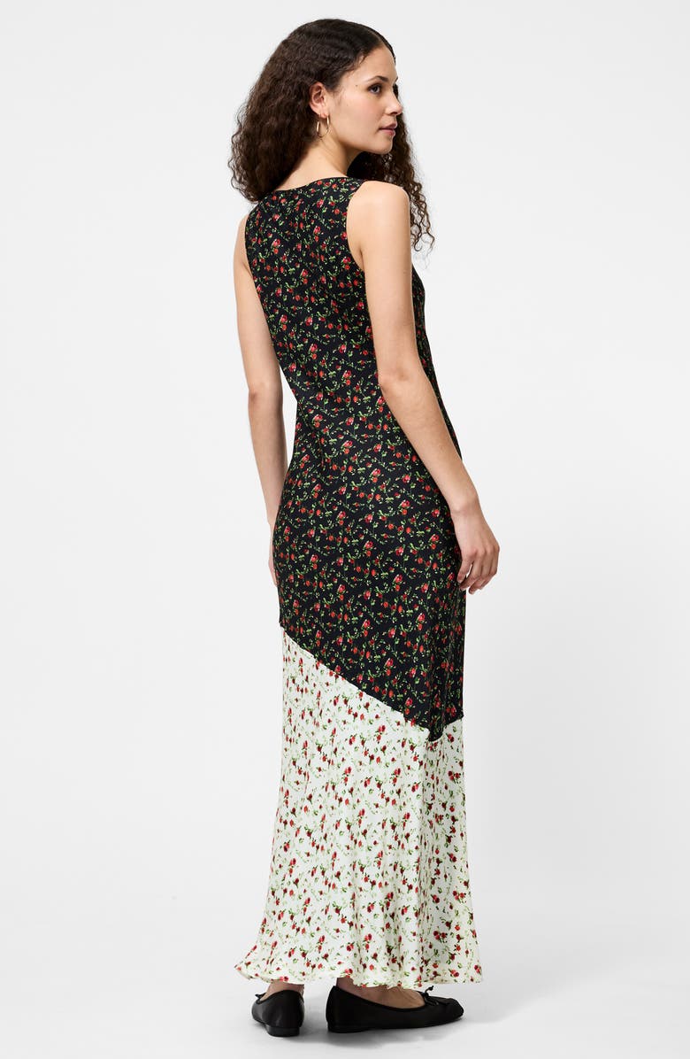 French Connection Julia Colorblock Ditsy Sleeveless Maxi Dress, Alternate, color, Black/ Porcelain Cream