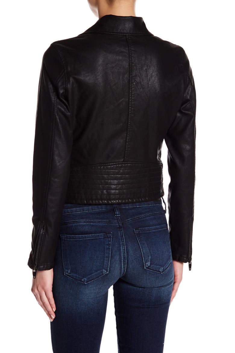 Faux Leather Moto Jacket, Alternate, color, BLACK