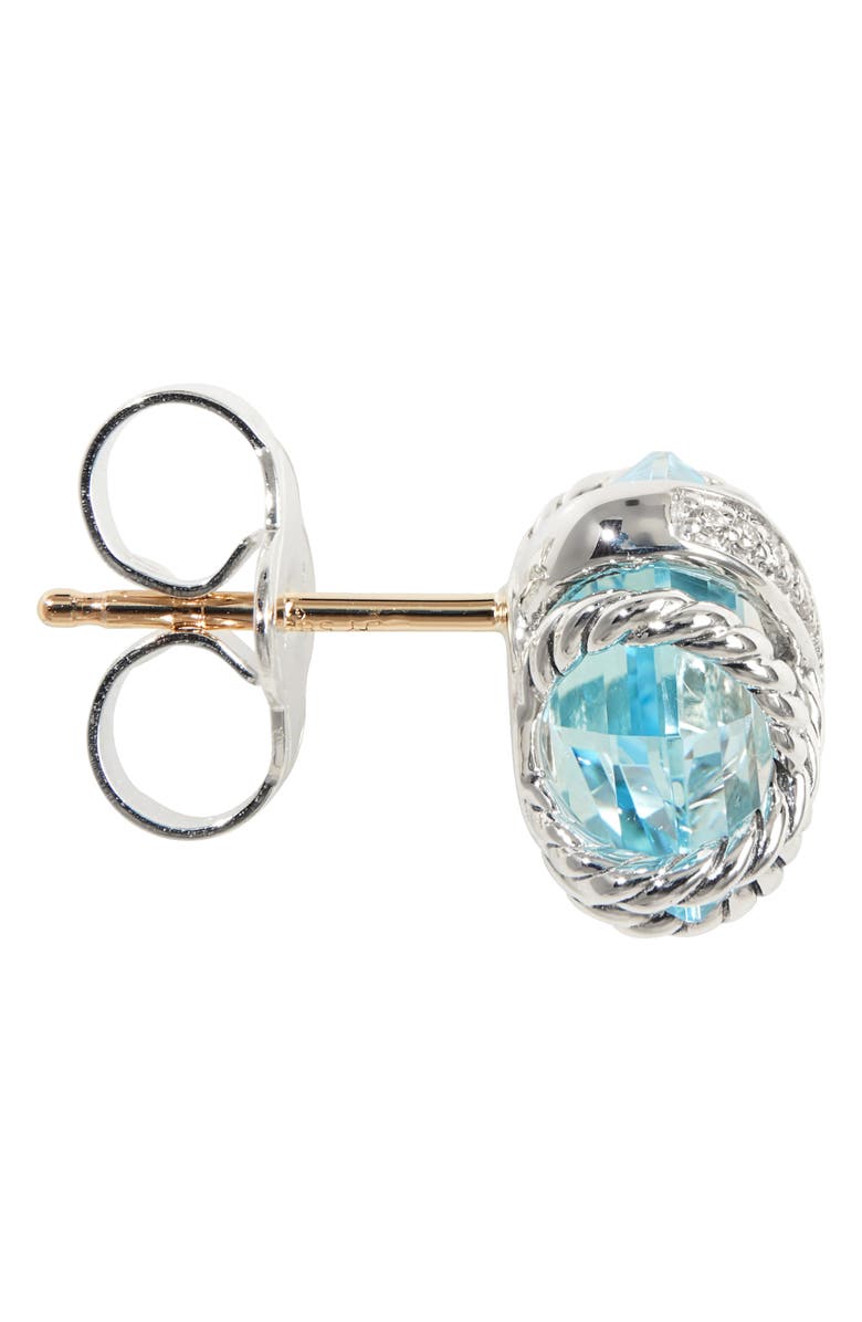 David Yurman Cable Wrap Earrings with Semiprecious Stones & Diamonds, Alternate, color, Blue Topaz