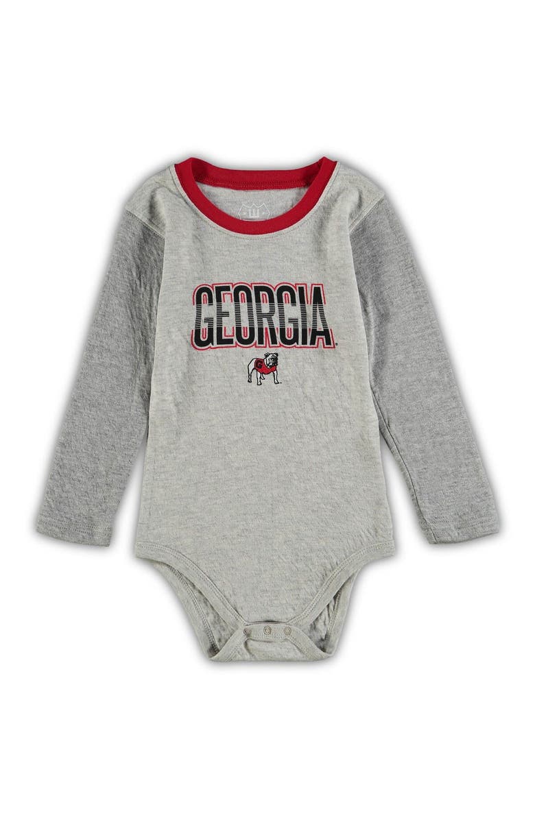 Wes & Willy Infant Wes & Willy Heathered Gray/Red Georgia Bulldogs Jie Jie Long Sleeve Bodysuit & Pants Set, Alternate, color, Heather Gray