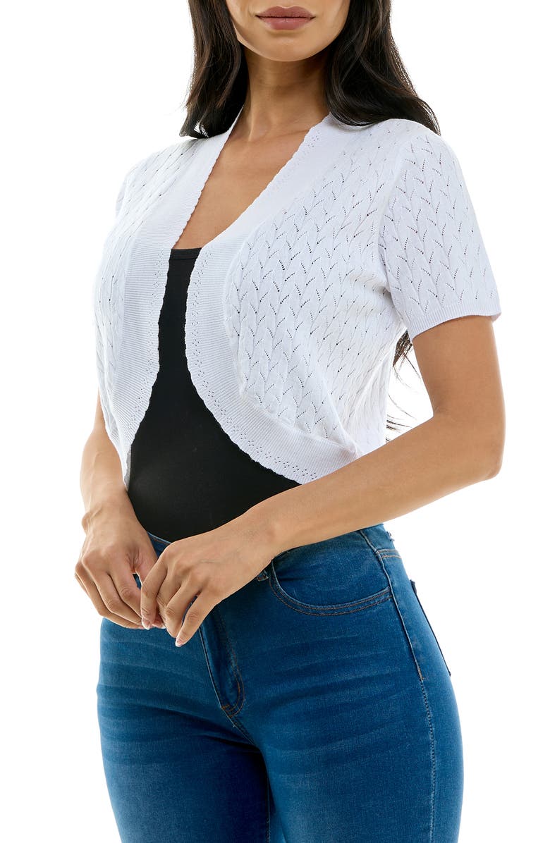 Nina Leonard Scalloped Bolero, Alternate, color, White