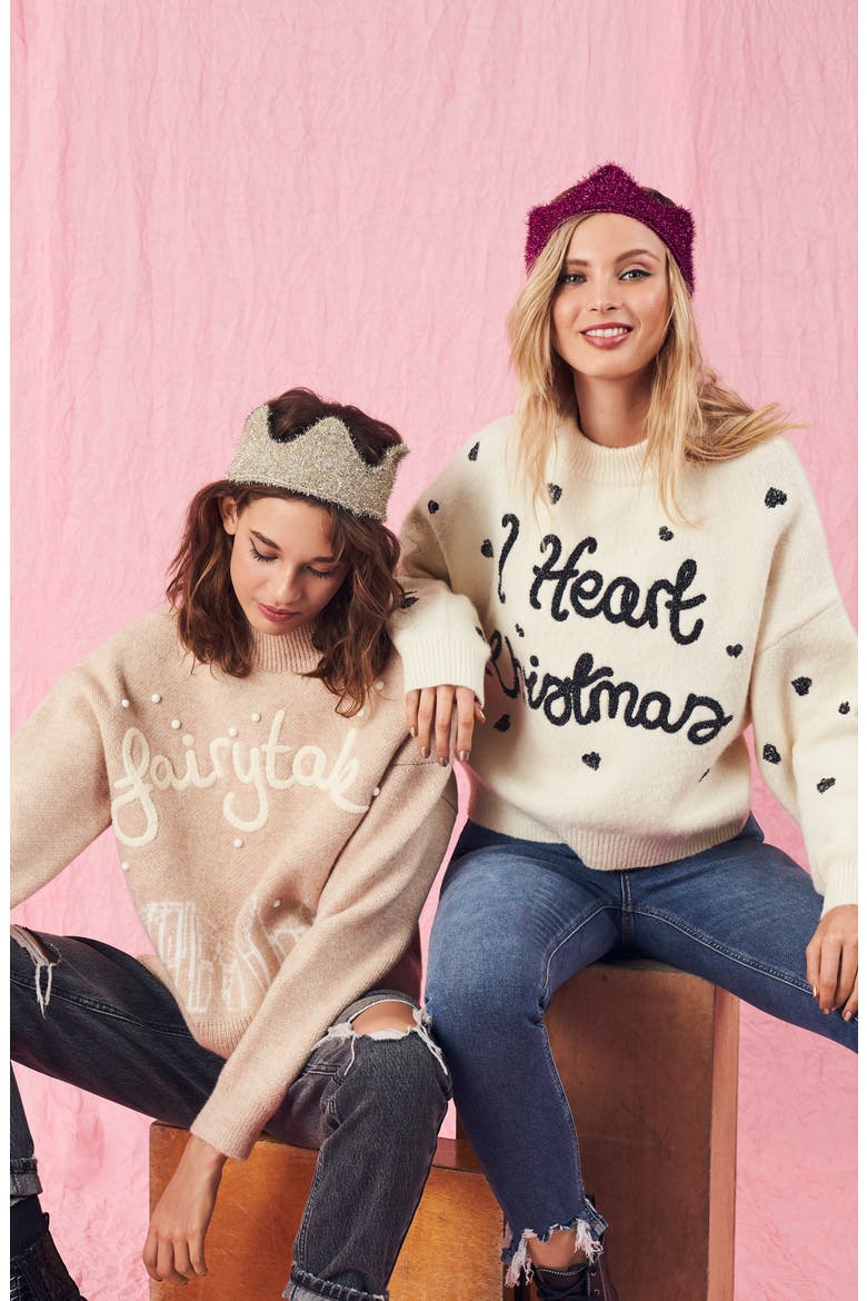 I Heart Christmas Sweater, Alternate, color, IVORY MULTI