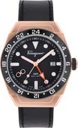 FERRAGAMO SLX GMT Leather Strap Watch, 43mm