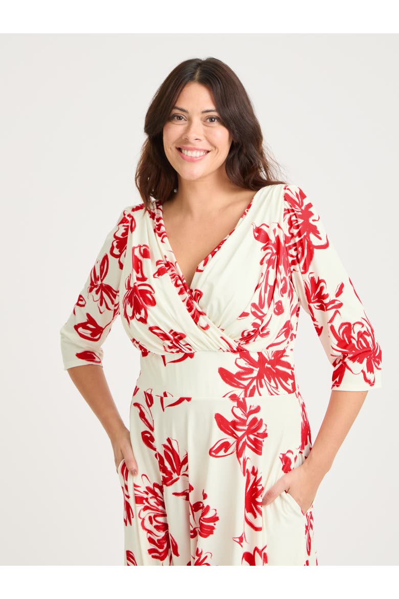 Helena Jersey Midi Dress, Alternate, color, Ivory Red