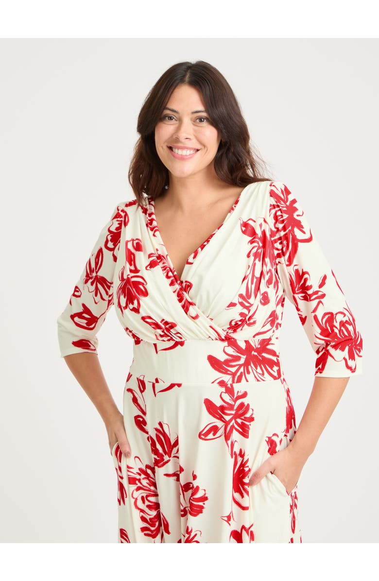 Scarlett & Jo Helena Jersey Midi Dress, Alternate, color, Ivory Red