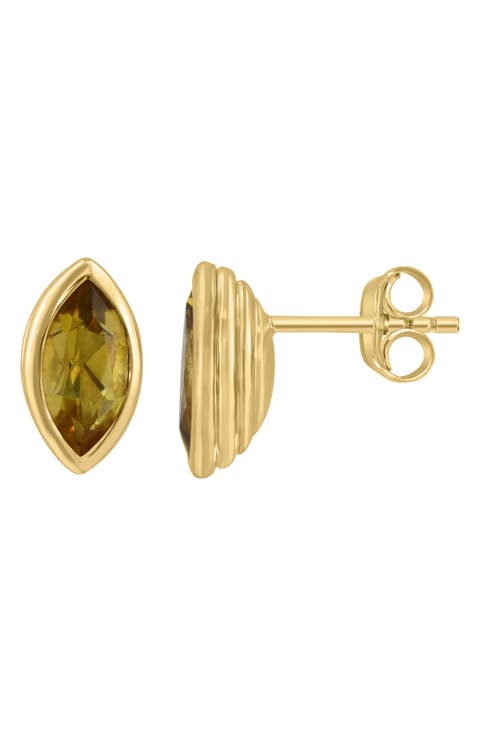 Marquise Cut Citrine Stud Earrings