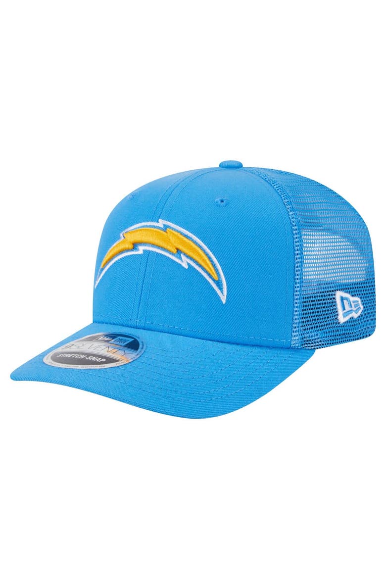 Men's New Era Powder Blue Los Angeles Chargers Main Trucker 9SEVENTY Stretch-Snap Hat, Main, color, Powder Blue
