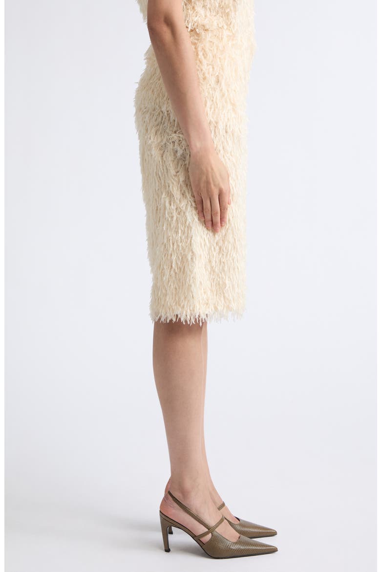 Feathered Jersey Midi Skirt, Alternate, color, EGGSHELL
