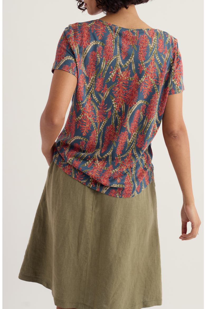 Appletree Floral Keyhole T-Shirt, Alternate, color, RED HOT POKER DUSK