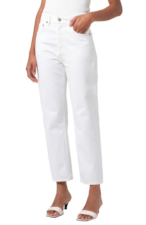 Agolde Riley Crop High Rise Stretch Jeans In Sour Cream In Marshmallow (clean White)