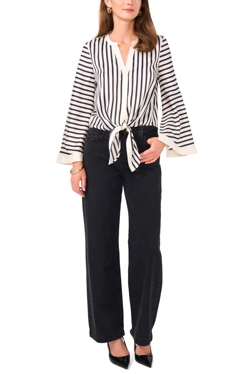 Vince Camuto Stripe Tie Hem Button-Up Top, Alternate, color,