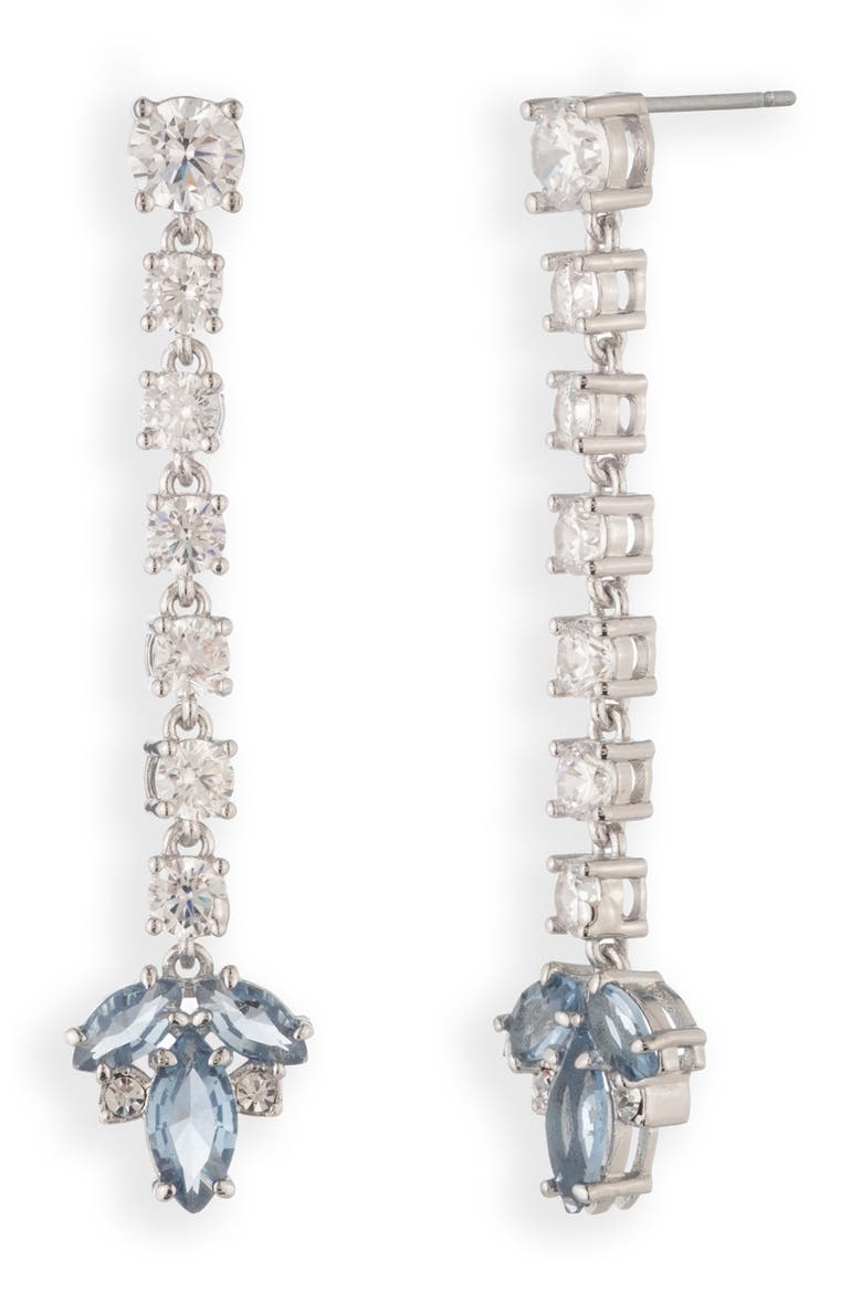 Cubic Zirconia Linear Drop Earrings, Main, color, BLUE