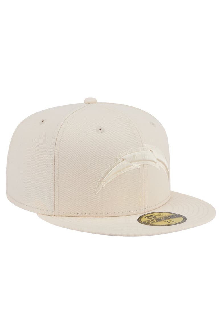 Men's New Era Cream Los Angeles Chargers Color Pack 59FIFTY Fitted Hat, Alternate, color, Cream