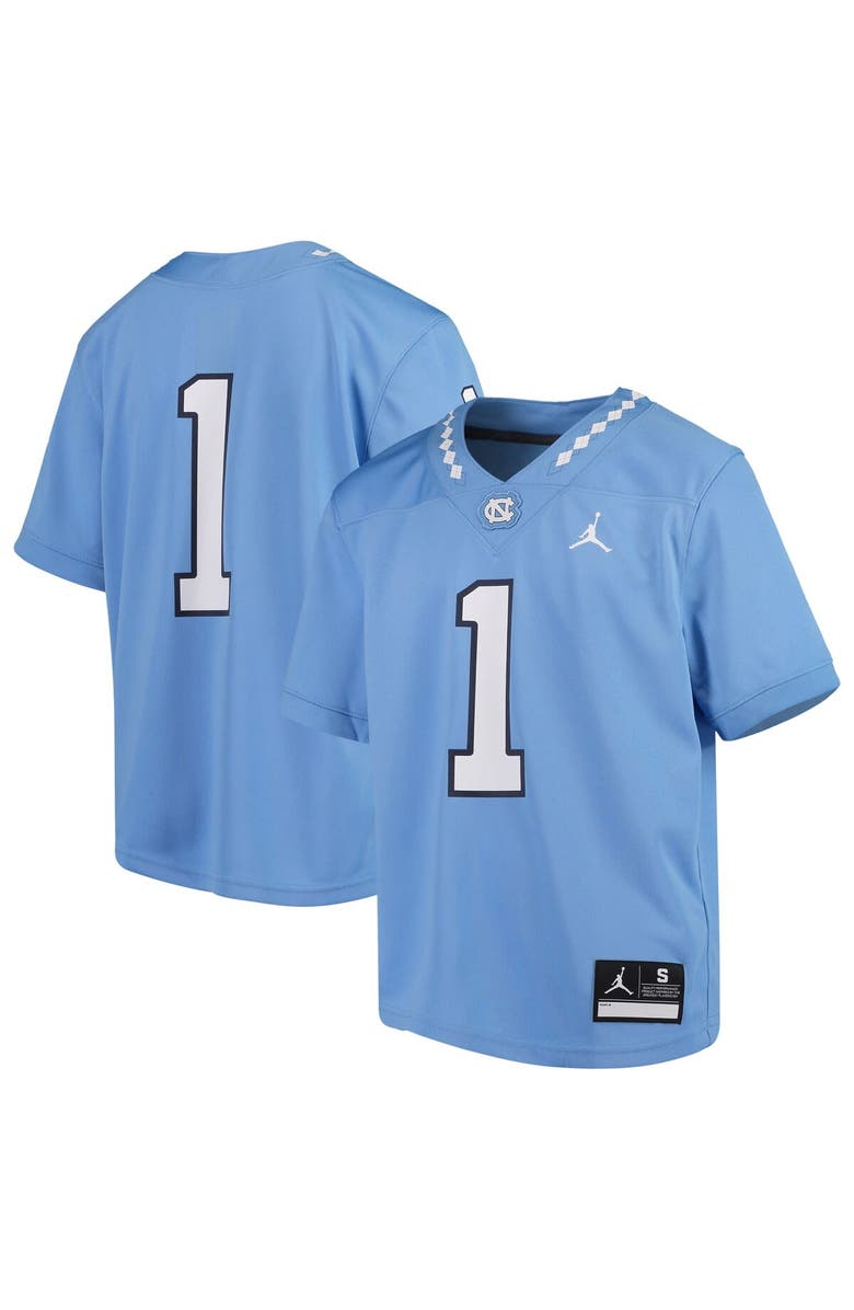 Jordan Brand Youth Jordan Brand #1 Carolina Blue North Carolina Tar Heels Team Replica Football Jersey, Alternate, color, Light Blue