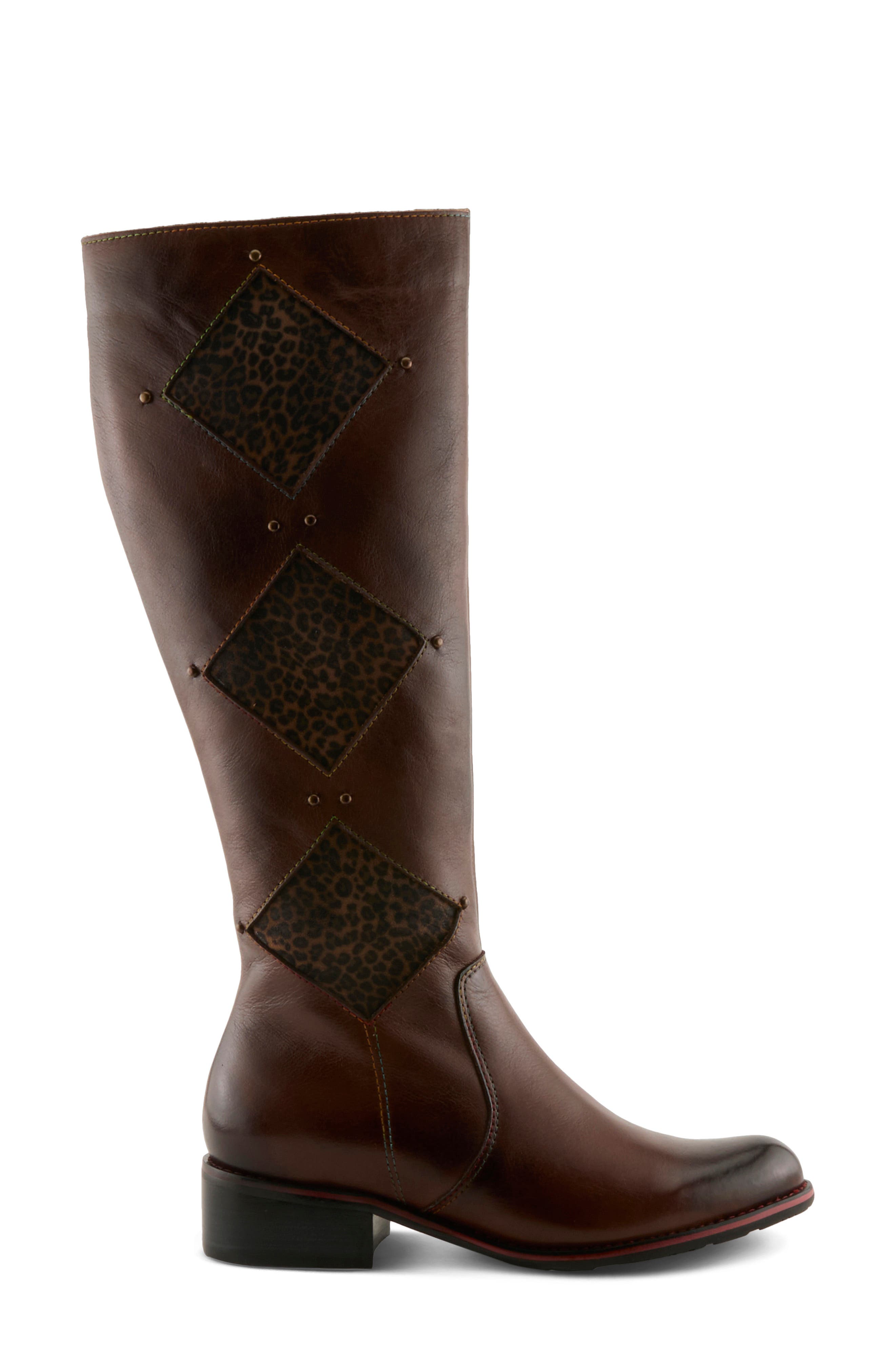 Dimond Knee High Boot, Alternate, color, BROWN MULTI