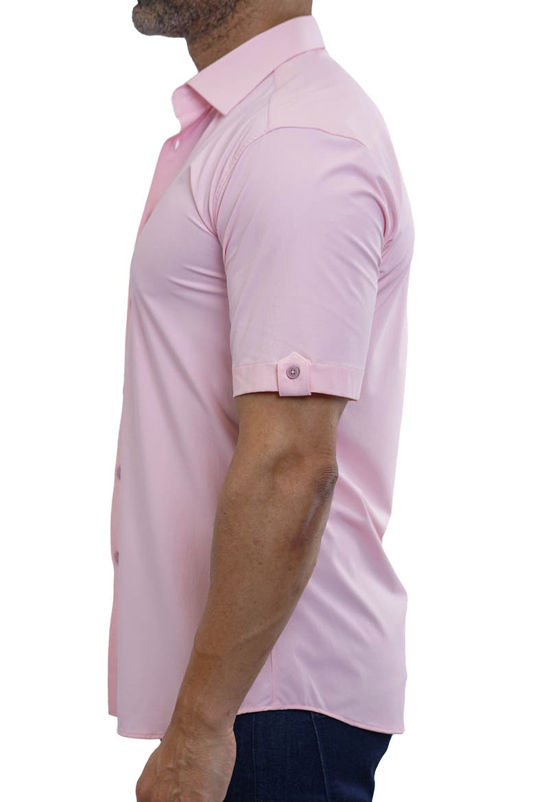 Galileo Stretchcore Short Sleeve Performance Button-Up Shirt, Alternate, color, PINK