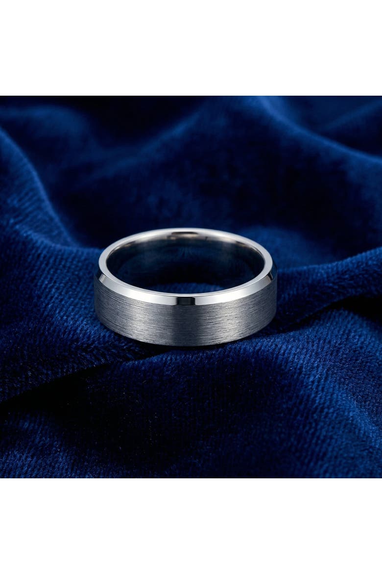 Men's Brushed Tungsten 7mm Beveled Comfort Fit Ring Wedding Band, Alternate, color, Tungsten