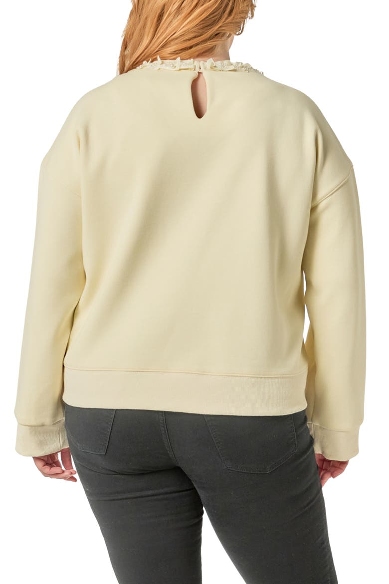 Beaded Ribbon Trim Sweatshirt, Alternate, color, CREAM