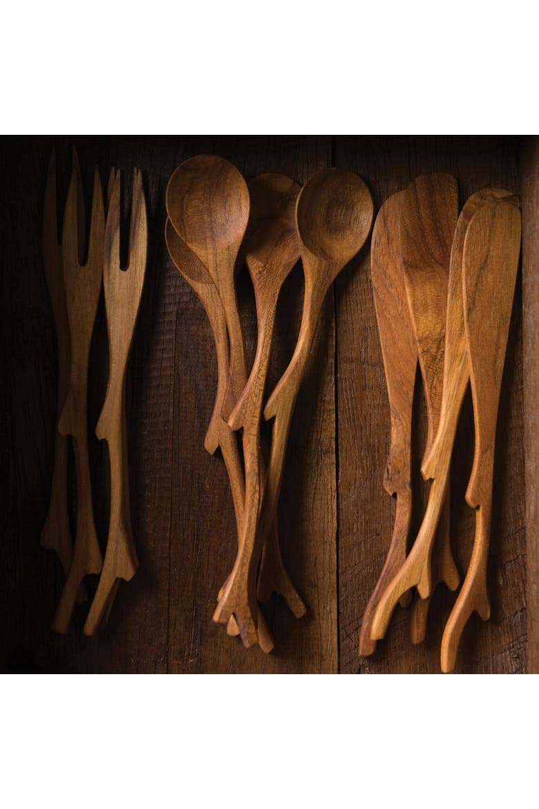 Teak Twig Spoons - Set of 4, Alternate, color, Natural
