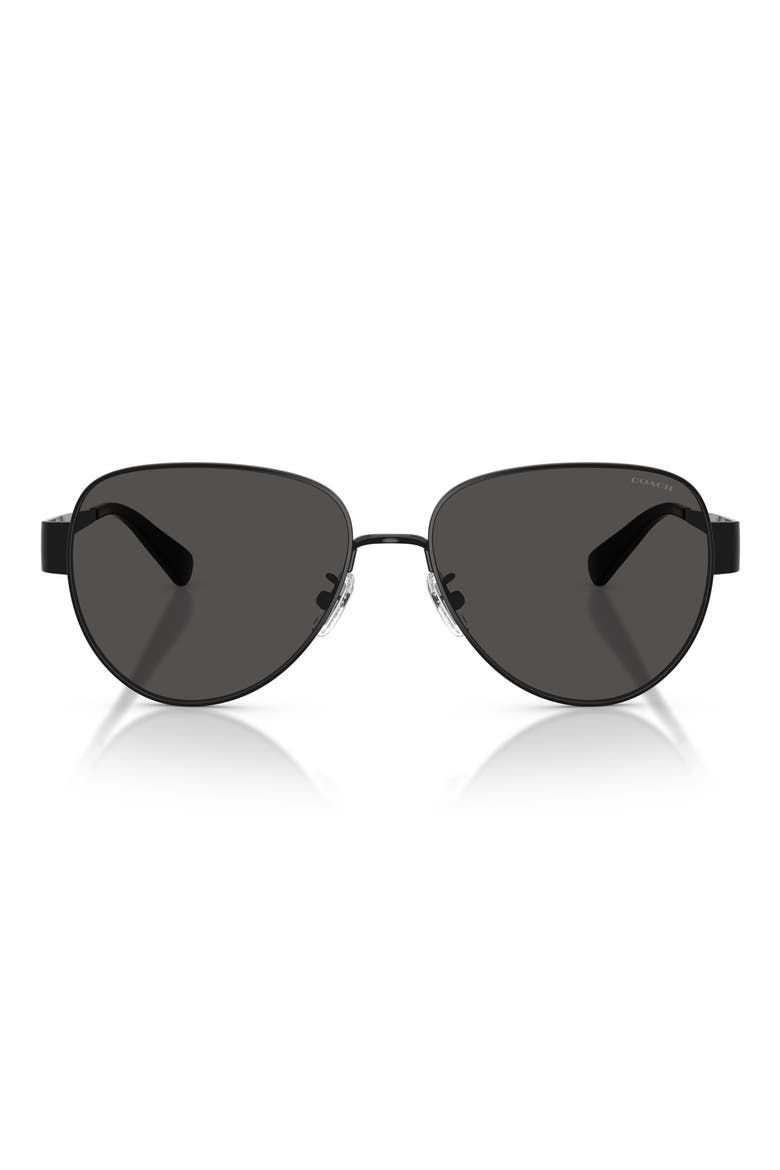 57mm Pilot Sunglasses, Main, color, SHINY BLACK / GREY SOLID